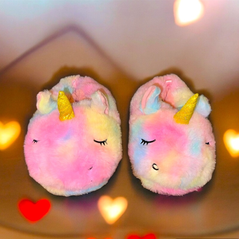 Kawaii Rainbow Unicorn Slippers Plush Indoor Slippers size S